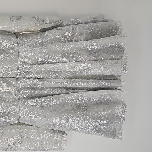 COLORS Silver Sequin Corsette Top Deep V-neck Tulle Slip Fit & Flare Dress Sz:14 - Picture 10 of 17
